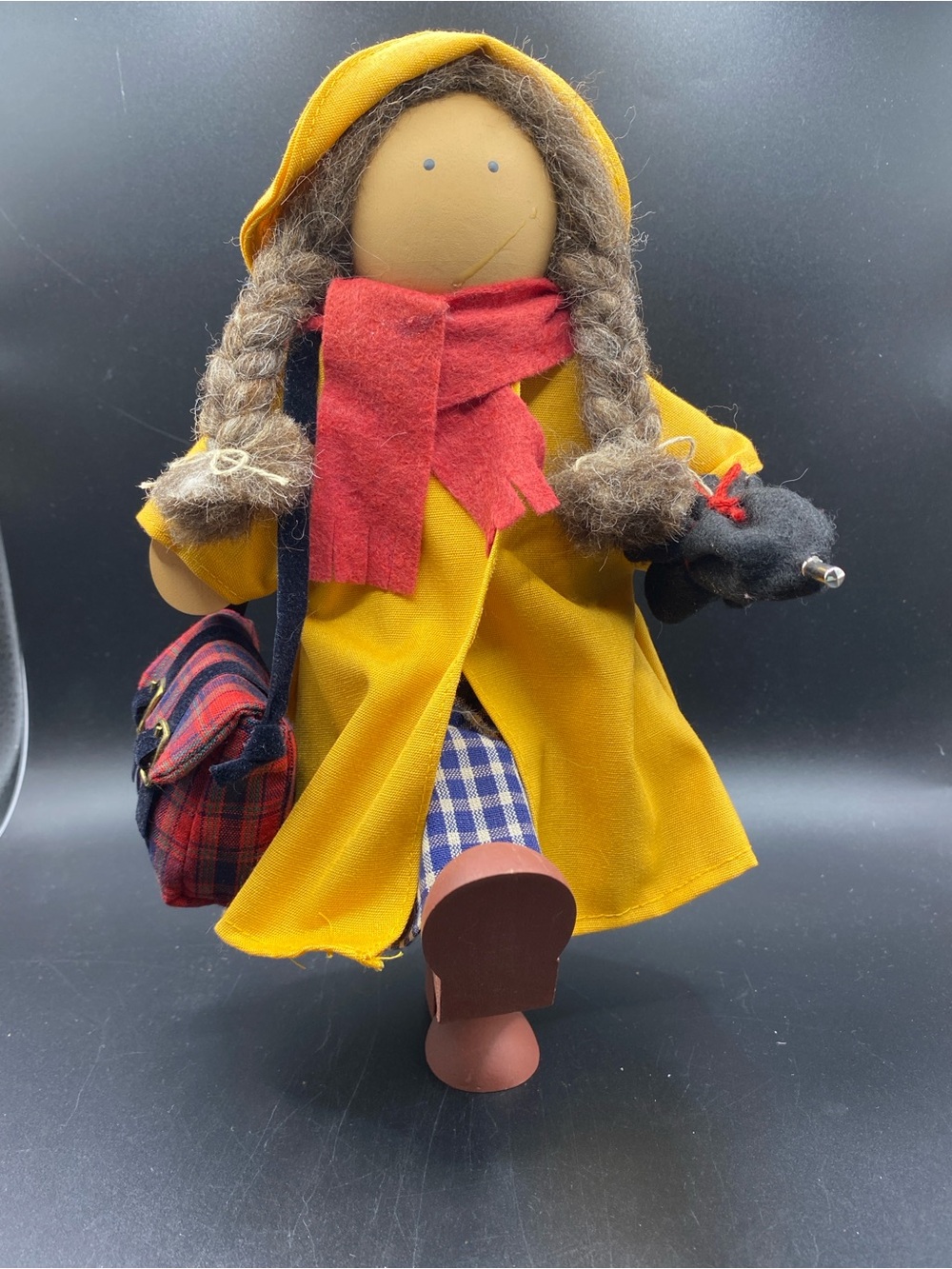 Vtg LIZZIE HIGH Doll Nancy Bowman Rainy Day Handmade Wood Folk Doll